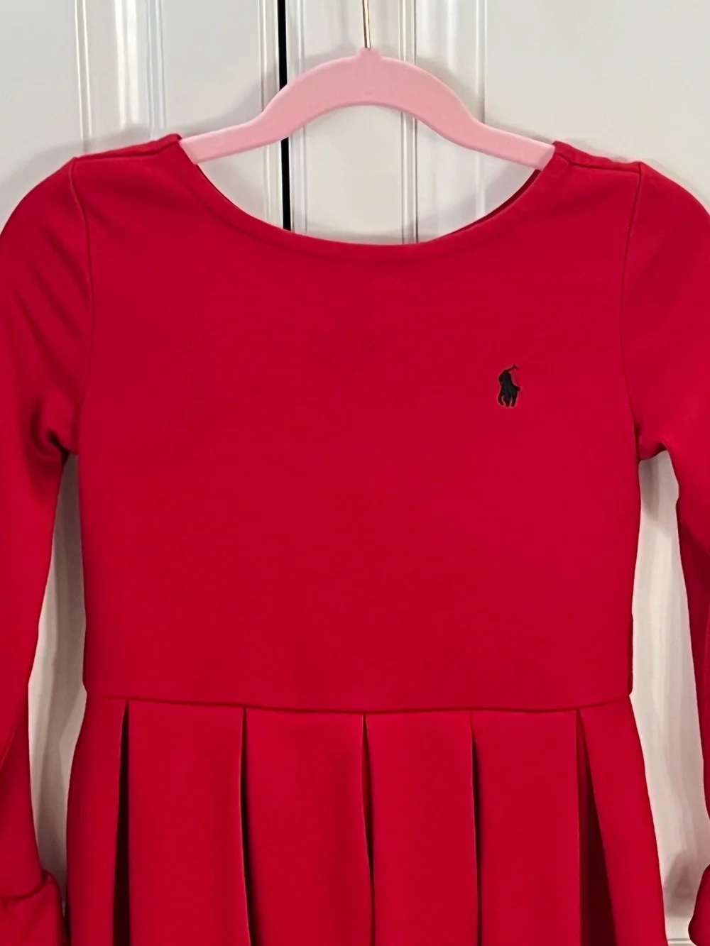 Polo Ralph Lauren Girls Red Long Sleeve Pleated Dress size 6